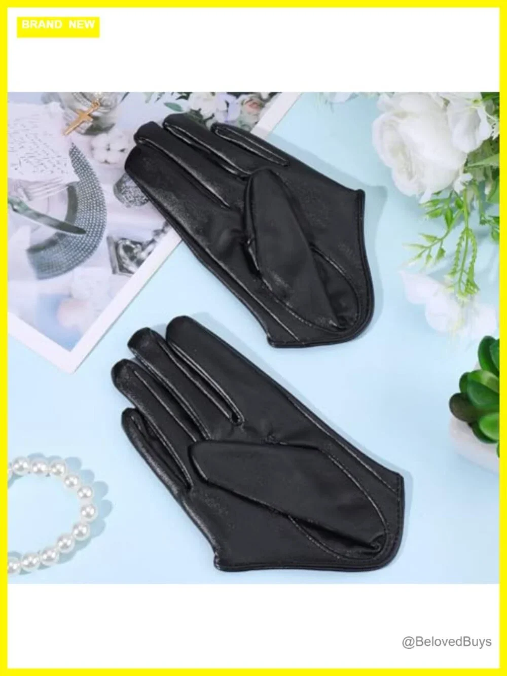 Faux Leather Extra Short Finger Gloves Half Palm PU Gloves Women's